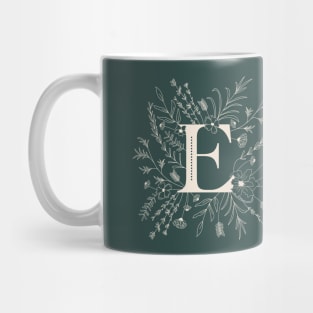 Botanical Letter E (Forest Green) Mug